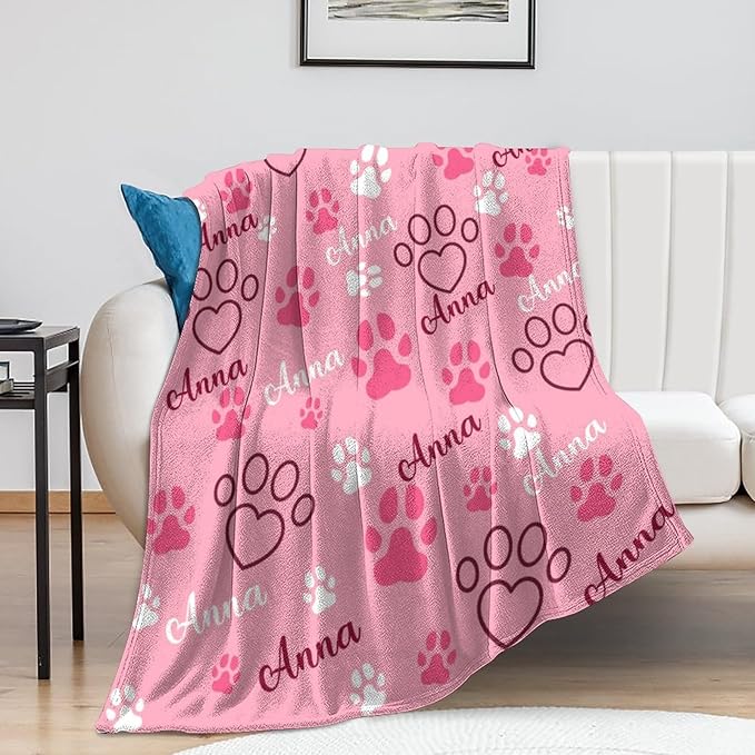 Personalized Paw Print Dog Blanket - Image 5