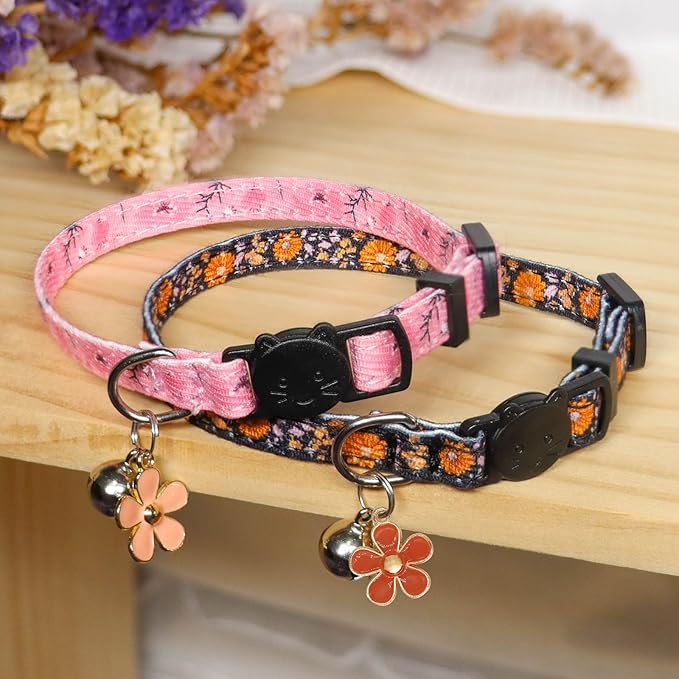 Cat Collar Breakaway, 2 Pack Cotton Kitten Collars - Image 2