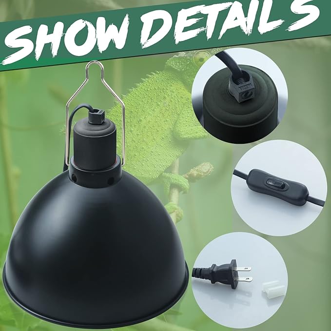 LUCKY HERP Aluminum 8.1inch Dome Reptile Light Fixture, Reptile Heat Lamp - Image 4