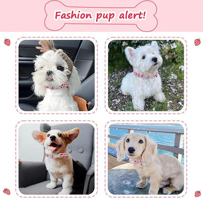 Pink Dog Collar for Small Dogs, Cute Dog Collars Girl Puppy Collar - Image 3