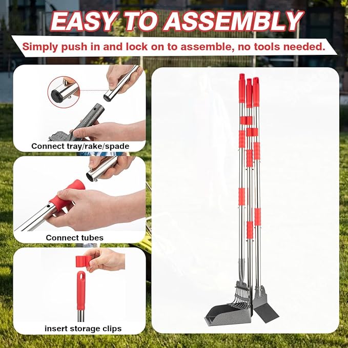 FUSBUNTY Pooper Scooper, Long Handle Dog Pooper Scooper, Heavy Duty Stainless - Image 5