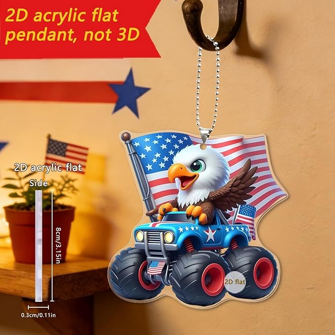 4 Pcs 4th of July Ornaments for Tree Independence Day 2D Acrylic Patriotic - Image 6