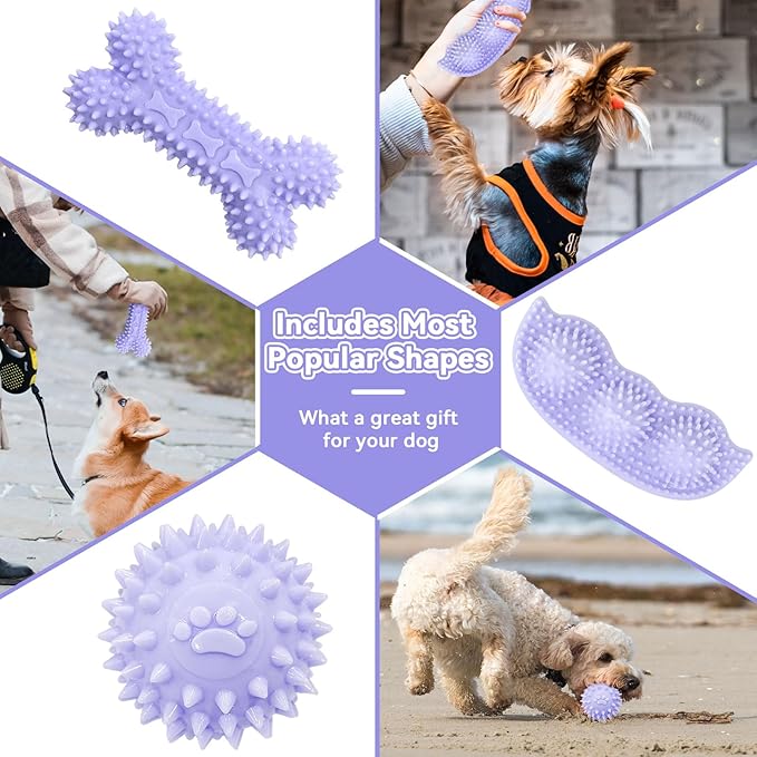 Petcare 6 Pack Puppy Teething Toys, Cute Purple Small Dog Chew Toys - Image 3