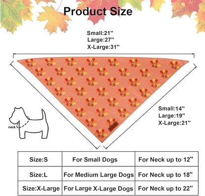 PTDECOR Thanksgiving Fall Dog Bandanas, Turkey Pumpkin Design Reversible - Image 4