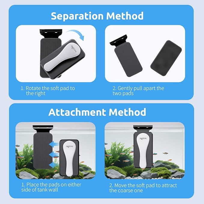 SEAOURA Magnetic Aquarium Cleaner, Dual-Sided Algae Scraper, Floating - Image 5