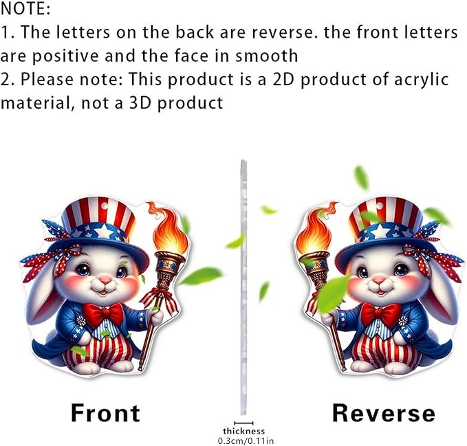 6 Pcs 4th of July Hanging Ornaments 2D Acrylic Independence Day Tree - Image 9