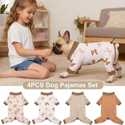 Bienbee Dog Pajamas, 4 Pack Dog Recovery Suit Shedding Suit Cute Soft Puppy - Image 2