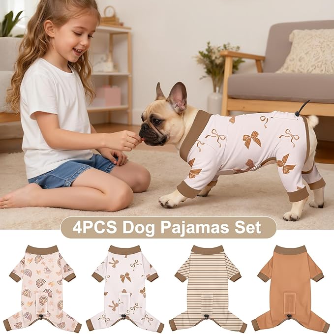 Bienbee Dog Pajamas, 4 Pack Dog Recovery Suit Shedding Suit Cute Soft Puppy - Image 2