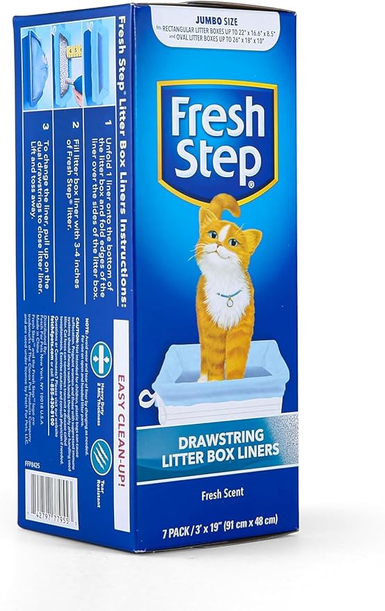 Fresh Step Jumbo Drawstring Cat Litter Box Liners Scented Heavy Duty Kitty - Image 3
