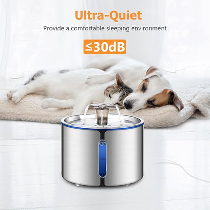 BOORCA Cat Water Fountain, 84oz/2.5L Stainless Steel Pet Water Fountain - Image 4