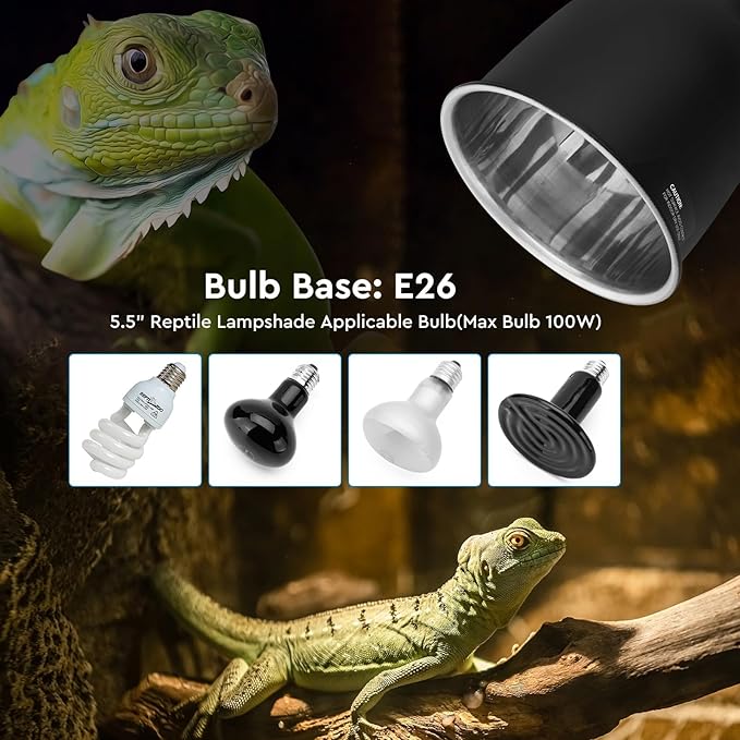 Reptile Light Fixture 5.5", Reptile Heat Lamp Max 100W, Reptile Tank Lighting - Image 4