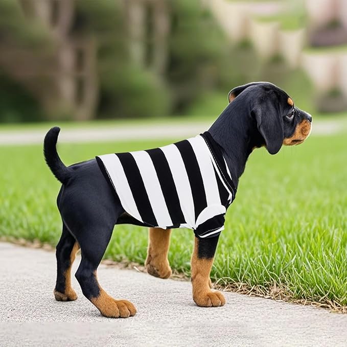 Dog Shirt Polo Shirt Striped Collar Puppy Clothes Summer Button Up Pet Clothes - Image 5