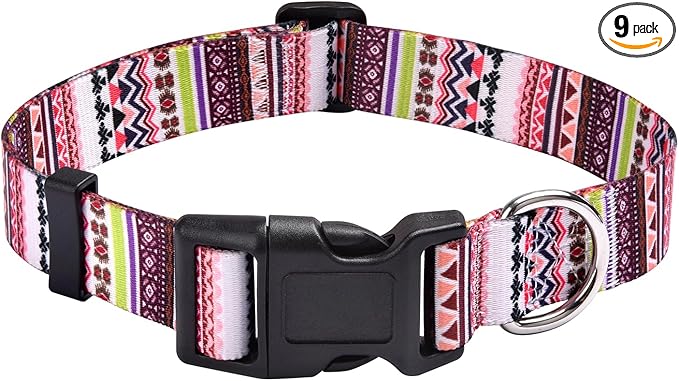 Mihqy Dog Collar with Bohemia Floral Tribal Geometric Patterns by Mihqy