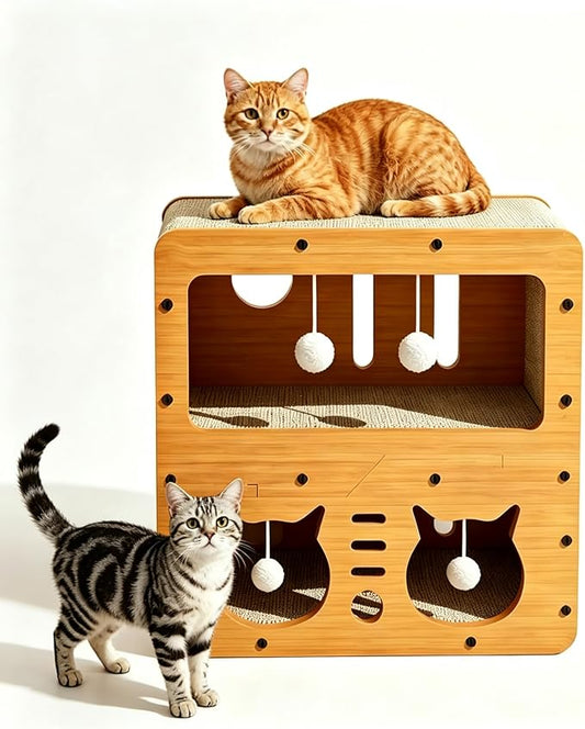 Cat Scratcher House, 2-in-1 Cardboard Cat House by Unknown