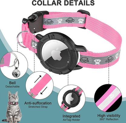 Reflective AirTag Cat Collar, Integrated Cat Tracker Collar - Image 5