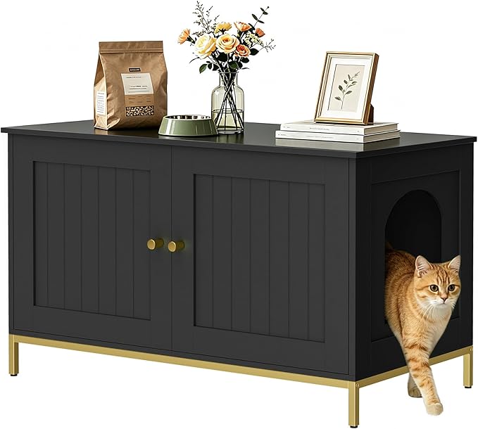 Homhedy 35.4" L Cat Litter Box Enclosure, Cat Washroom Furniture by Homhedy