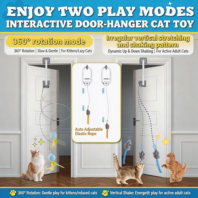 Interactive Cat Toy, Rechargeable Electric Cat Teaser, Hanging Door cat Toy - Image 2