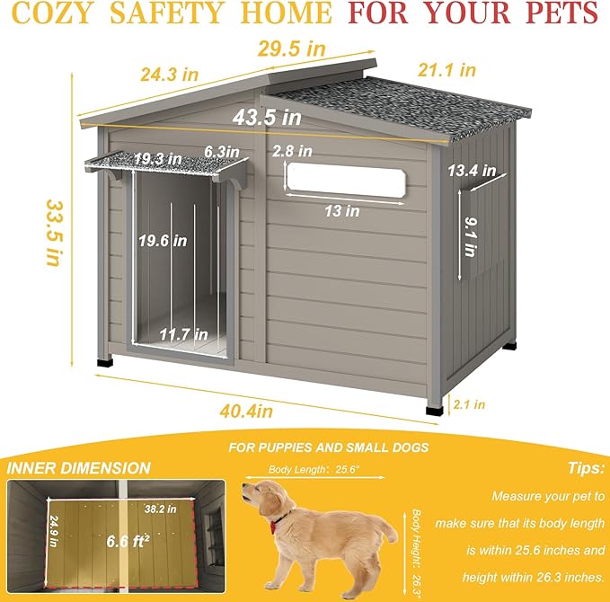 Ketive 43" L Outdoor Extra Large Dog House - Image 3