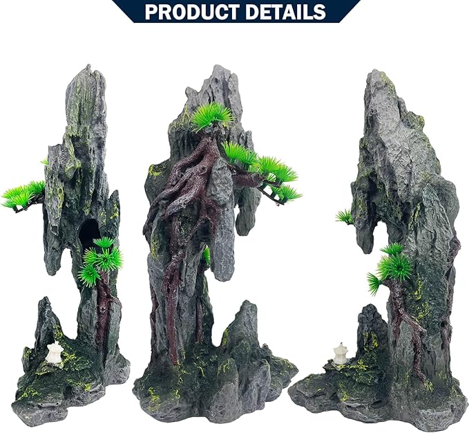 Tall Aquarium Mountain View Stone Decorations Aquarium Ornament Rock Cave - Image 6