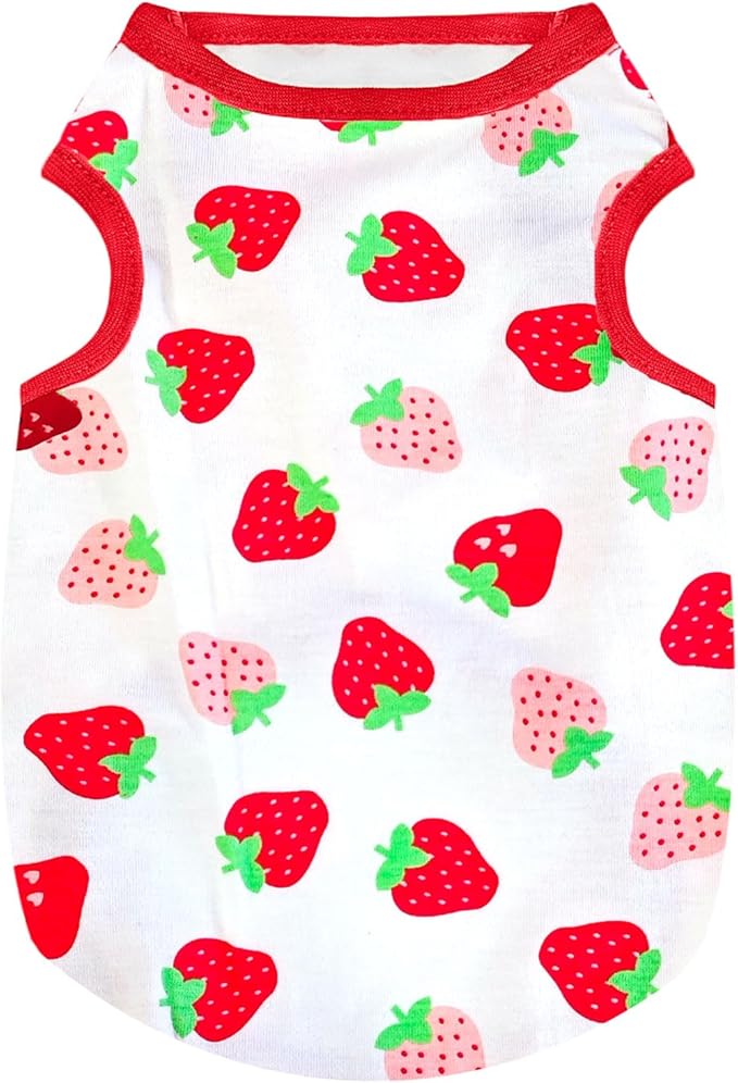 PETCARE Cartoon Dog Shirts for Small Dogs Cute Dog Clothes Red Strawberry - Image 9