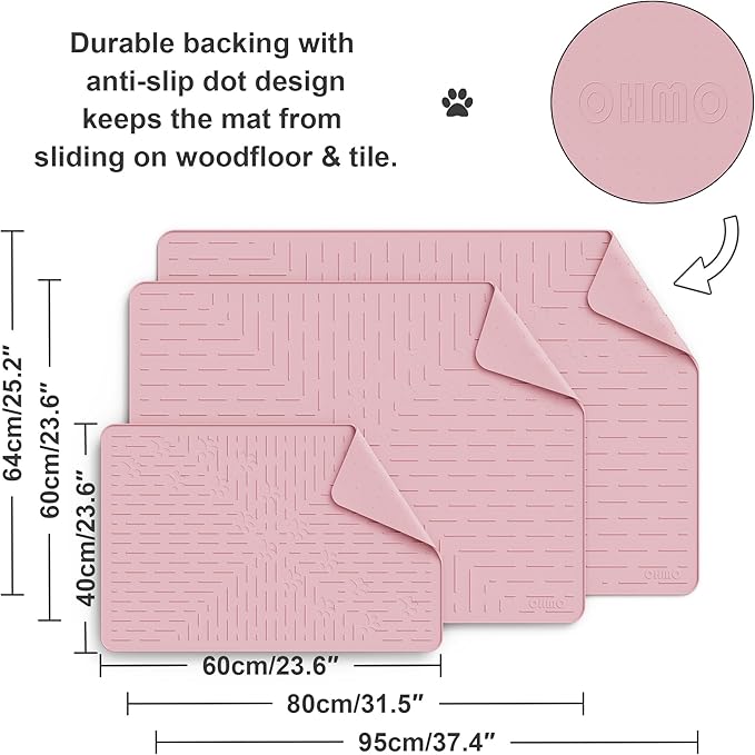 OHMO Cat Litter Mat Trapping Mat Premium Silicone 31.5x23.6 Pink, Waterproof - Image 5
