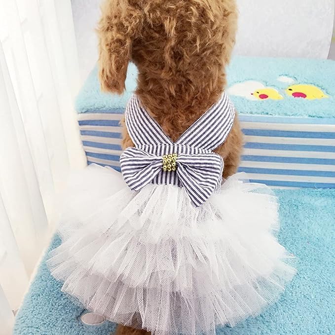 Dog Dresses, Fashion Pet Dog Clothes, Striped Mesh Puppy Dogs Princess Dresses by TAPBULL
