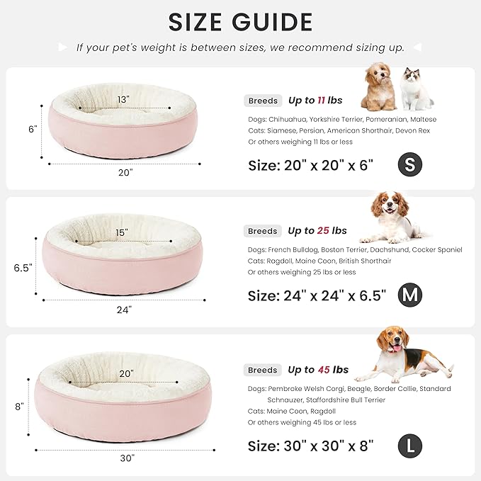 Love's cabin Round Donut Cat and Dog Cushion Bed, 20in Pet Bed - Image 4