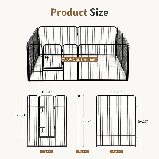 DUMOS Dog Playpen Indoor, Metal 40 Inch 8 Panels Foldable Pet Fence - Image 5