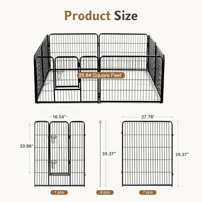 DUMOS Dog Playpen Indoor, Metal 40 Inch 8 Panels Foldable Pet Fence - Image 5