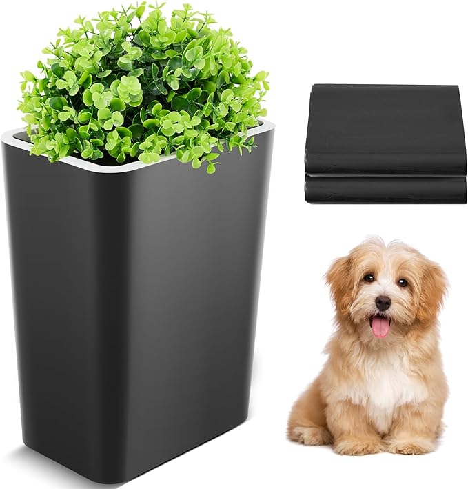 Jingmore Dog Poop Trash Can Outside 3.96 Gal/15 L Plant Styled Dog Waste Trash by Jingmore