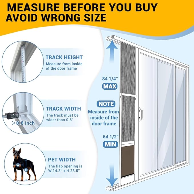 XL Dog Door for Sliding Glass Door, Extra Large Patio Doggy Door Insert for - Image 3