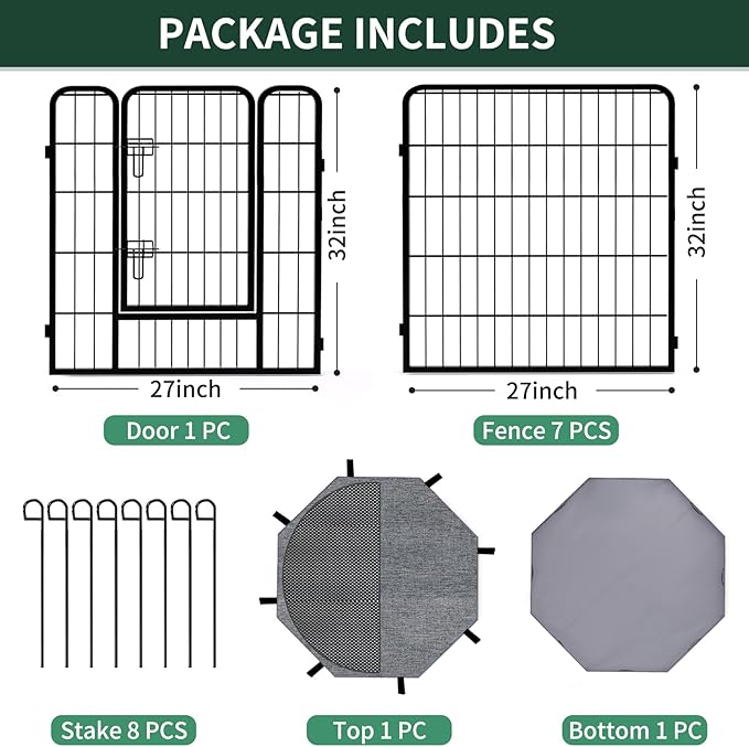 PETIME Dog Playpen, Metal Exercise Puppy Pen Heavy Duty Kennels Yard Fence - Image 5