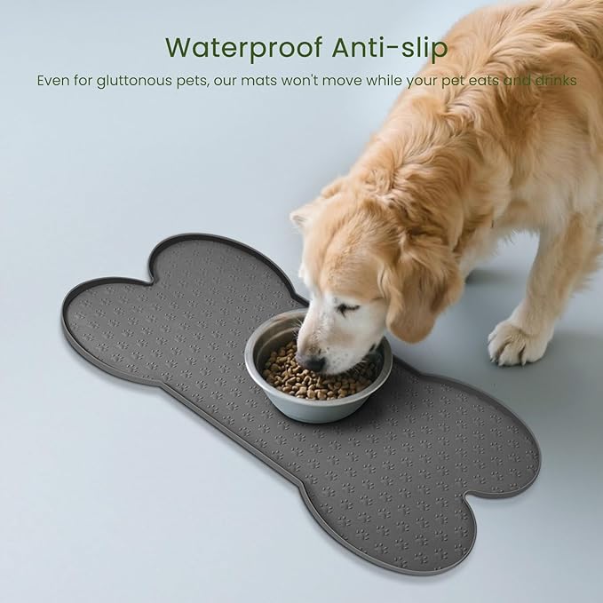 PWTAA Dog Food Mat Anti-Slip Silicone Dog Bowl Mat Thicker Pet Placemat - Image 3
