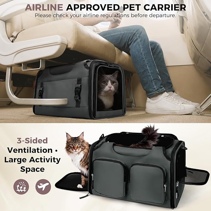 Dog, Cat Carrier for Pets Up to 12 Lbs, Airline Approved Collapsible Soft-Sided - Image 4