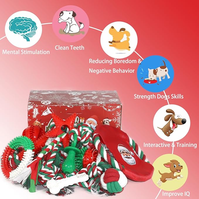 Beiker Christmas Dog Toys Bulk 15 Pack, Puppy Chew Toys - Image 3