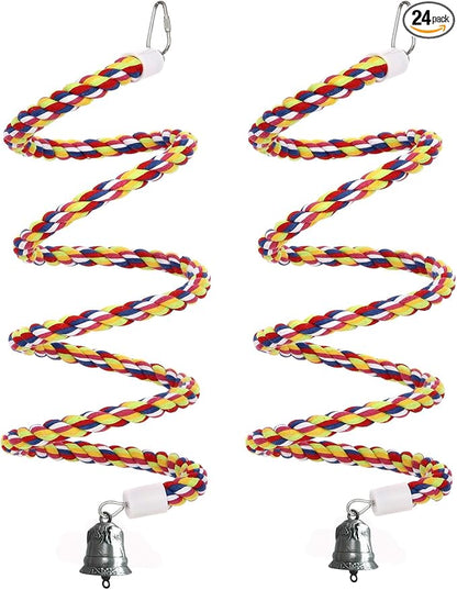 2Pcs 43'' Bird Rope Perches Birdcage Swing Toys 100% Cotton Natural Bird Perch by OSWINMART