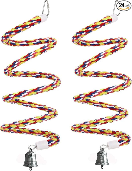 2Pcs 43'' Bird Rope Perches Birdcage Swing Toys 100% Cotton Natural Bird Perch by OSWINMART