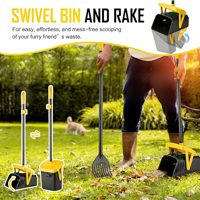 FUSBUNTY Pooper Scooper Swivel Bin & Rake - Image 3