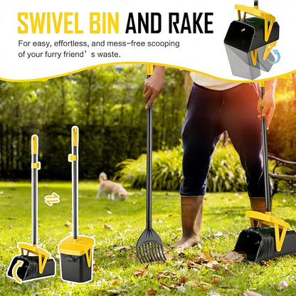 FUSBUNTY Pooper Scooper Swivel Bin & Rake - Image 3