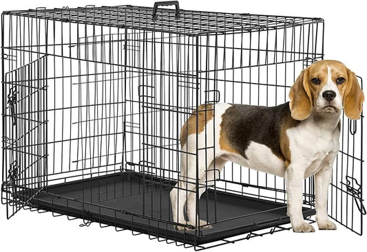 BestPet | Dog Crate | 36" | Black | Foldable Metal Kennel by BestPet