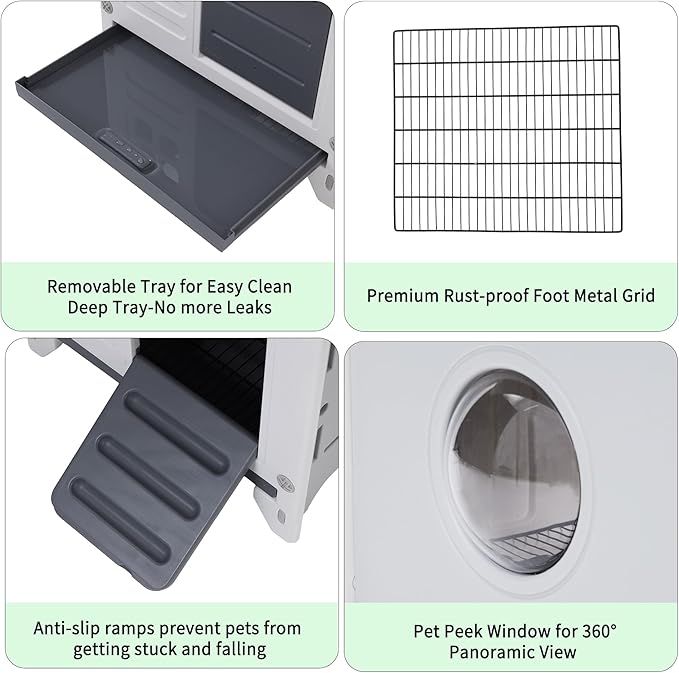 Rabbit Hutch Outdoor Indoor Plastic Waterproof Bunny Cage Enclosure Chew-Proof - Image 3