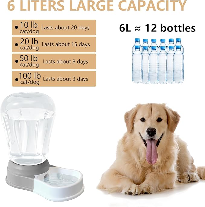 STALTWO 1.6 Gallon Automatic Dog Water Dispenser, Large Capacity Gravity Pet - Image 2