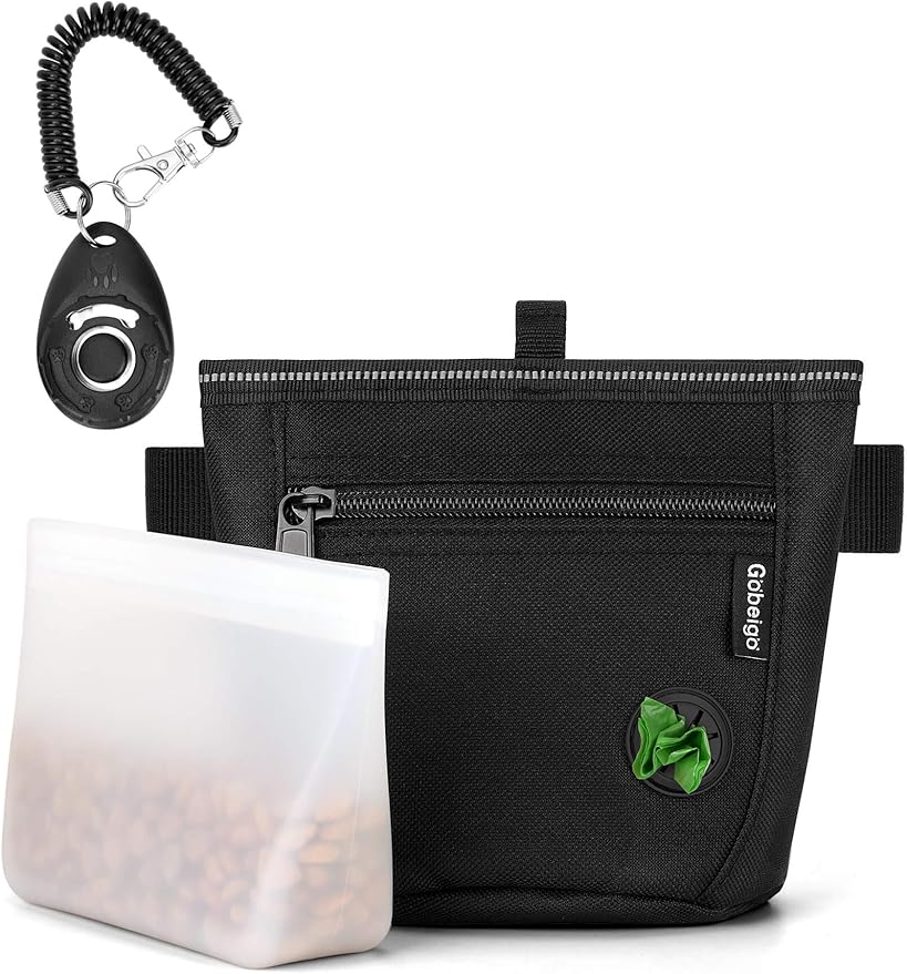 Gobeigo【Silicone Insert Bag Version】Dog Treat Pouch and Training Clicker by Gobeigo