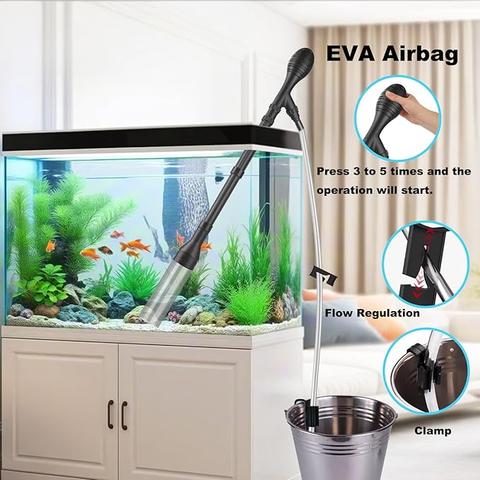 Carefree Fish Aquarium Gravel Cleaner 6Ft Hose Fish Tank Water Changer Sand - Image 3
