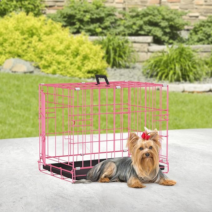 BestPet | Dog Crate | 18" | Pink | Foldable Metal Kennel - Image 2