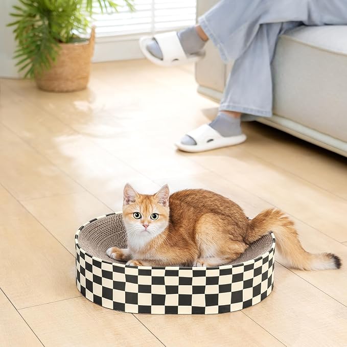 Conlun Cat Scratcher Cardboard, 2 in 1 Oval Cat Scratch Pad Bowl - Image 9