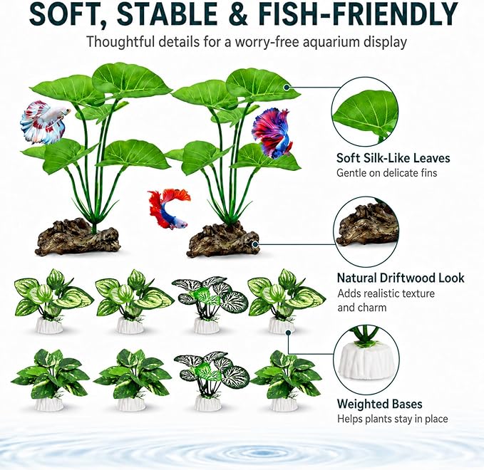 10 Pack Silk Aquarium Plants Fish Tank Decorations - Image 3