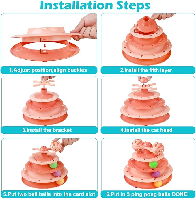 UPSKY Cat Toy Roller 4-Level Turntable Cat Toy Balls - Image 4