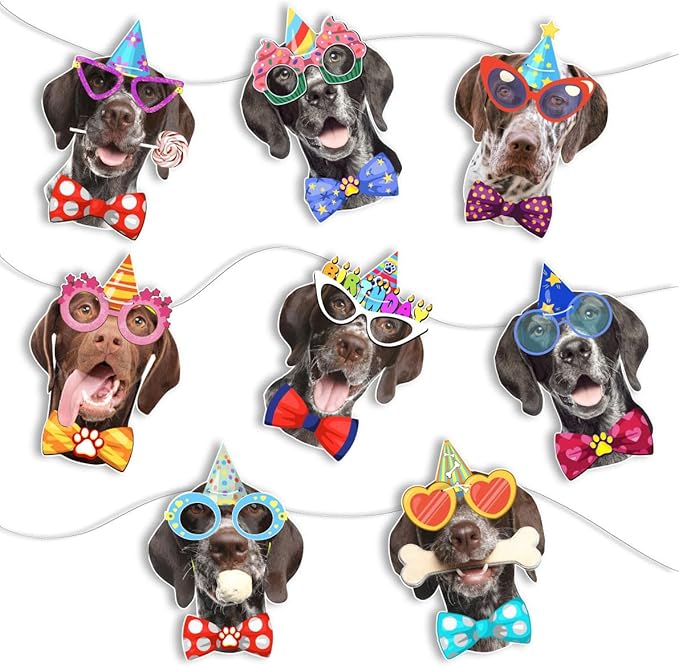 German Shorthaired Pointer Dog Birthday Garland, Photographic GSP Faces by Momapopup