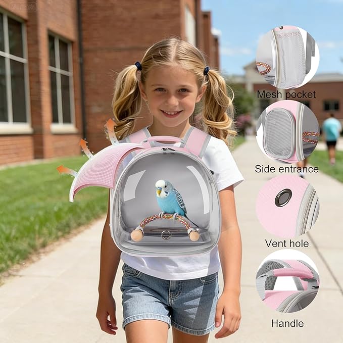 Small Bird Travel Backpack Carrier Cage, Backpack to Transport Backpack Carrier - Image 3